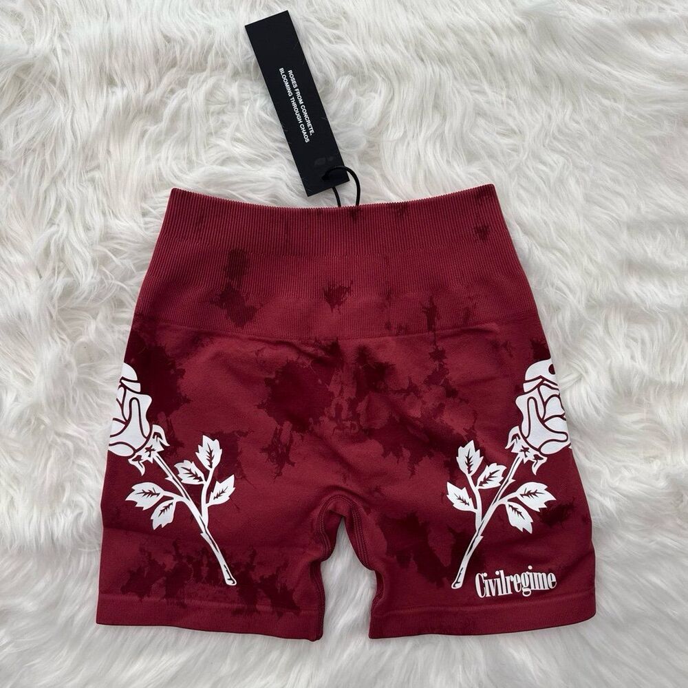 Civil Regime Blush Red Reaper Wash Kelly Seamless Shorts Size XS